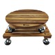Suport ghiveci pentru flori rotund 35x9, 3 cm., lemn masiv, impregnat cu ulei, roti mobile rotunde metal, exterior-interior, Natural Timber