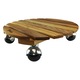 Suport ghiveci pentru flori rotund 35x9, 3 cm., lemn masiv, impregnat cu ulei, roti mobile rotunde metal, exterior-interior, Natural Timber