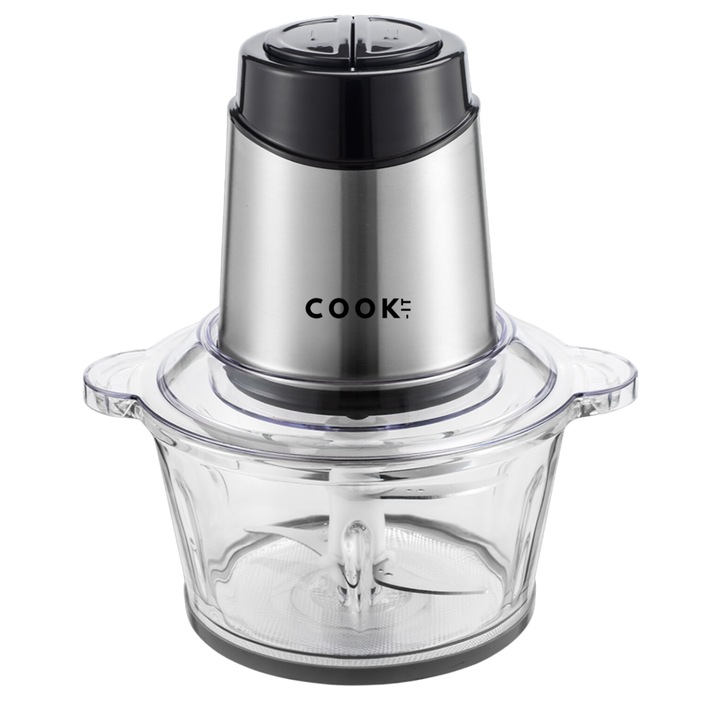 Електрически чопър COOK-IT, 2L XL стъклена купа, 500W изключително мощен, 2 скорости