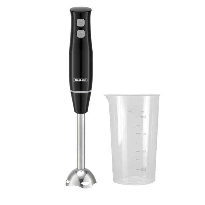 Пасатор Rosberg R51112ISB, 400W, 700ml, 2 скорости, Turbo, Неръжд. стомана, Ергономичен дизайн, Черен