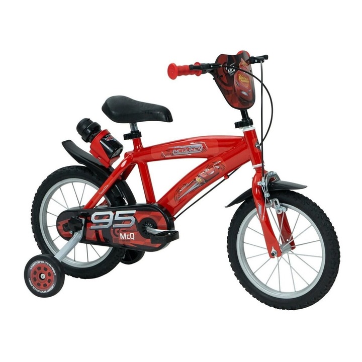 Bicicleta pentru copii Huffy, Disney Cars, 14", rosu, 4 roti, 1000x210x545mm