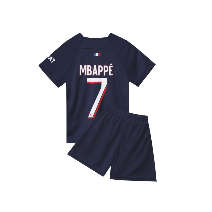 Детска футболна фланелка за спортен екип Paris Mbappe, Полиестер, Син