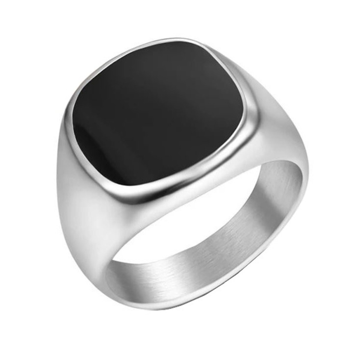 Inel Ghiul, Piatra Neagra, Barbati, Design Fashion, Argintiu