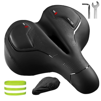 Sa Bicicleta, Prixtal, Design anatomic, Sporeste confortul, Ultra Amortizare Socuri, Anti-Alunecare, Impermeabila, Design Ventilat, Banda Reflectorizanta, Usor de instalat, Compatibilitate Universala 30x27x13cm, Negru