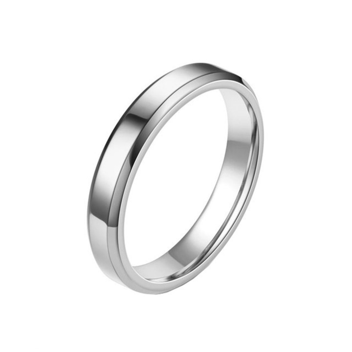 Inel Slim Elegance, Minimalist, Barbati, Design simplu mat, Negru, Argintiu