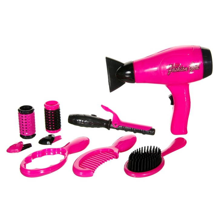 Set Coafor Copii, 9 Piese, Plastic, Roz, MYONNA IT & E- COMMERCE ®