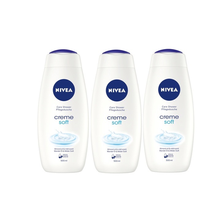 3 db-os krémes tusfürdő készlet, NIVEA lágy krémek 3x500 ml