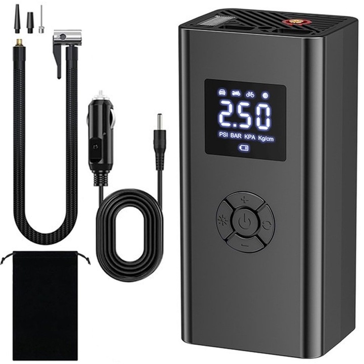 Compresor auto portabil, Pentru umflat roti, 150 PSI, Afisaj LED, 4 ...