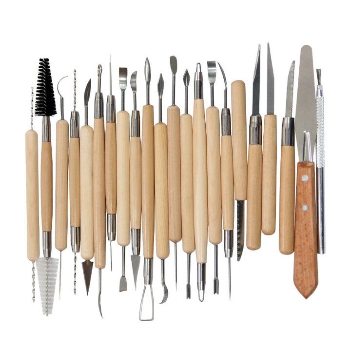 Комплект инструменти за дърворезба, JESWO®, 22бр., Дърво/Метал, Естествен