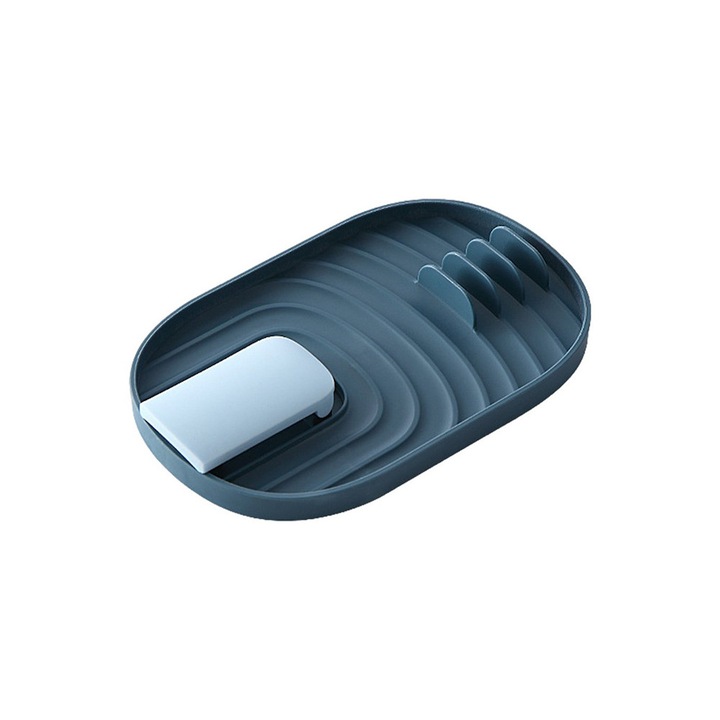 Szilikon tartó konyhai eszközökhöz és fedőkhöz, Zola®, 5 hellyel, műanyag, könnyen tisztítható, 18 x 11,5 cm, kék