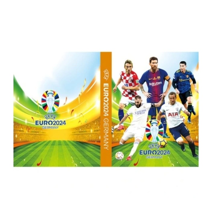 Album Cartoanase de fotbal, UEFA EURO 2024, 3D, 30 pagini, pentru 120 cartonase, portocaliu, 20 cm x 15 cm