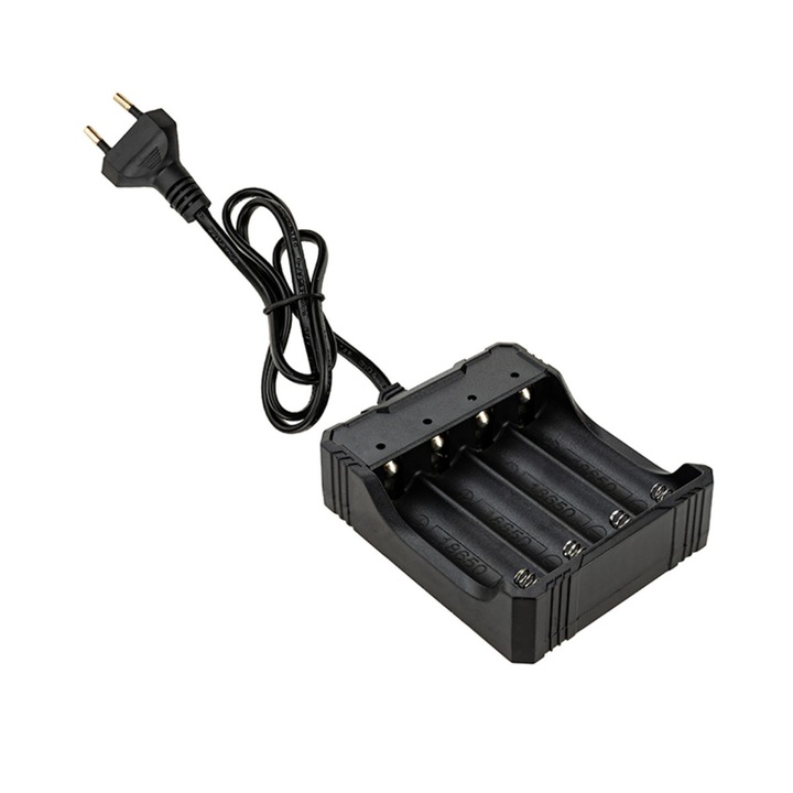Univerzális töltő 4 x 18650 Li-Ion akkumulátorhoz, 3,7V, 20191, MS-404A, a hálózati aljzatnál, fekete