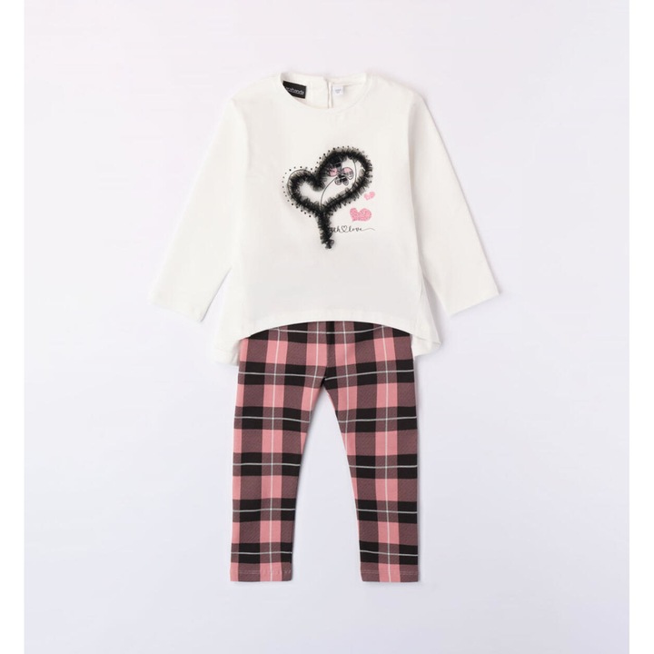 Bluz es leggings szett lanyoknak, Sarabanda, 0.7224, Fehér/Fekete/Rózsaszín