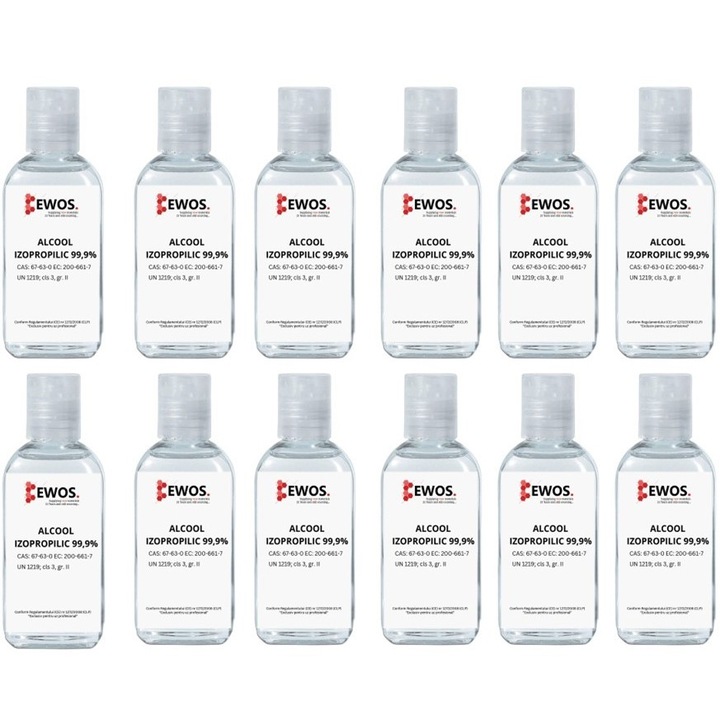 Set 12 buc Alcool izopropilic pur 99, 9% 75ml detailing, electrotehnica