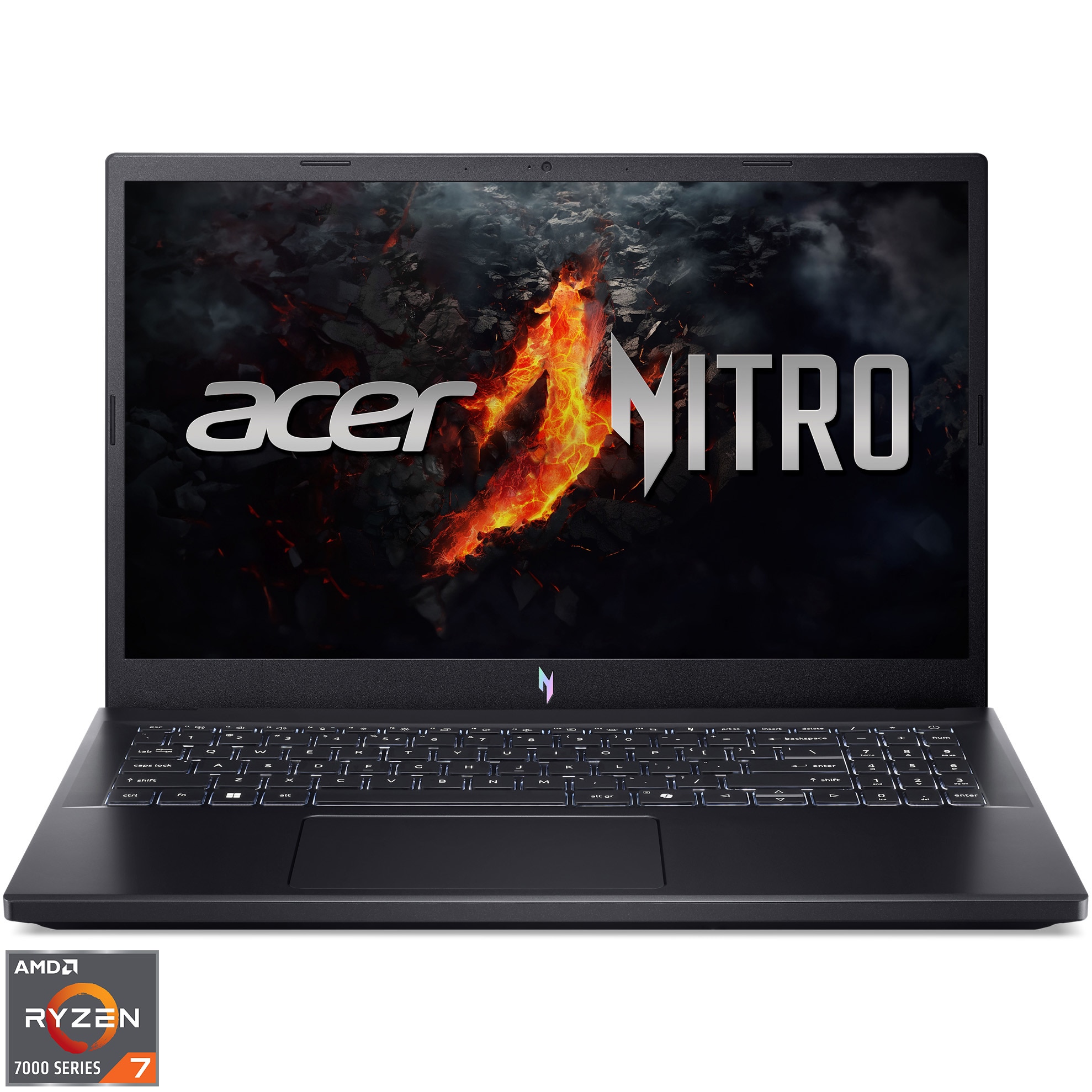 Laptop Acer Gaming Acer Nitro V 15 ANV15-41 cu procesor AMD Ryzen™ 7 7735HS pana la 4.75GHz, 15.6'' Full HD, IPS, 144Hz, 16GB DDR5 RAM, 512GB SSD, NVIDIA® GeForce RTX 4060 8GB GDDR6, Obsidian Black, No OS