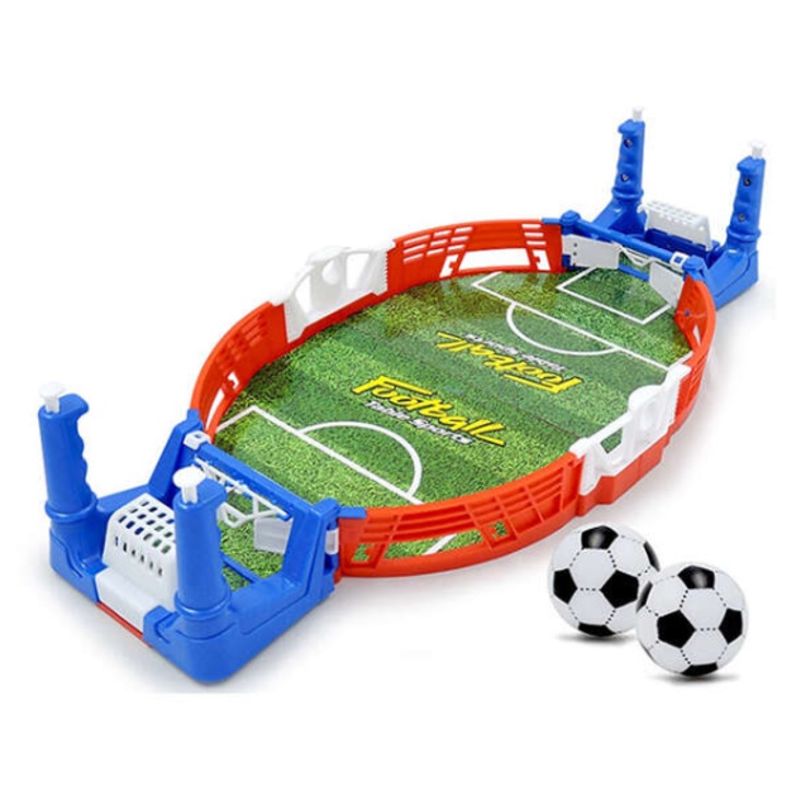 Joc masa de fotbal MIROXA® Funtingo, mini fotbal interactiv de masa, potrivit pentru 2 jucatori, 37.5 x 18.3 x 8 cm, plastic ABS, cauciuc
