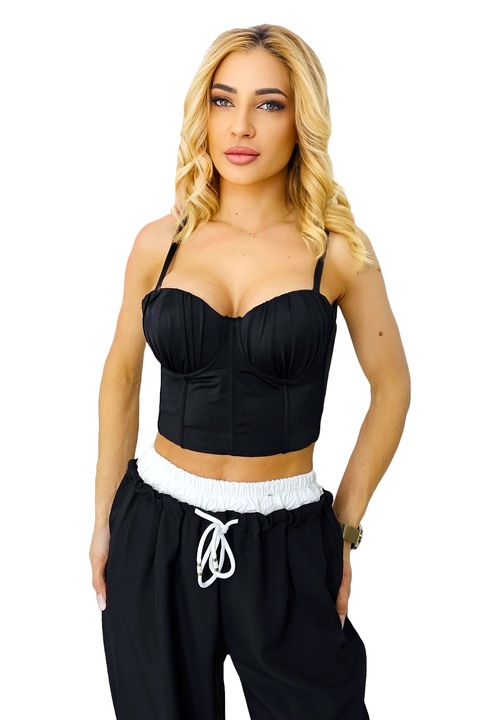 Corset Snow Breeze, cu bretele reglabile cu grosime medie si cupe, Negru