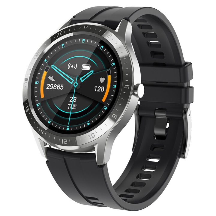 Смарт часовник, MISIRUN, 1,28-инчов екран, наблюдение на съня, водоустойчив IP67, за Android/iOS, черен