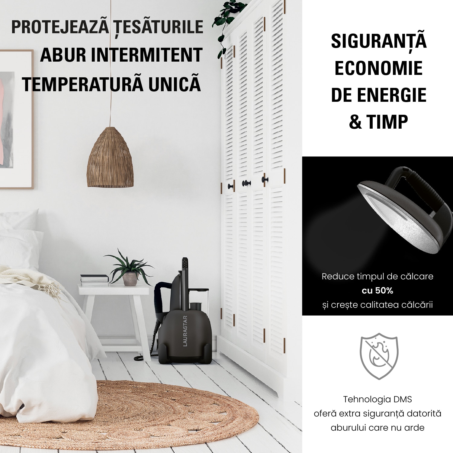 Statie de calcat Laurastar Lift Xtra Titan, 3.5 bar, 2200W, Igienizare textile, aburi pe verticala, rezervor 1.2 L