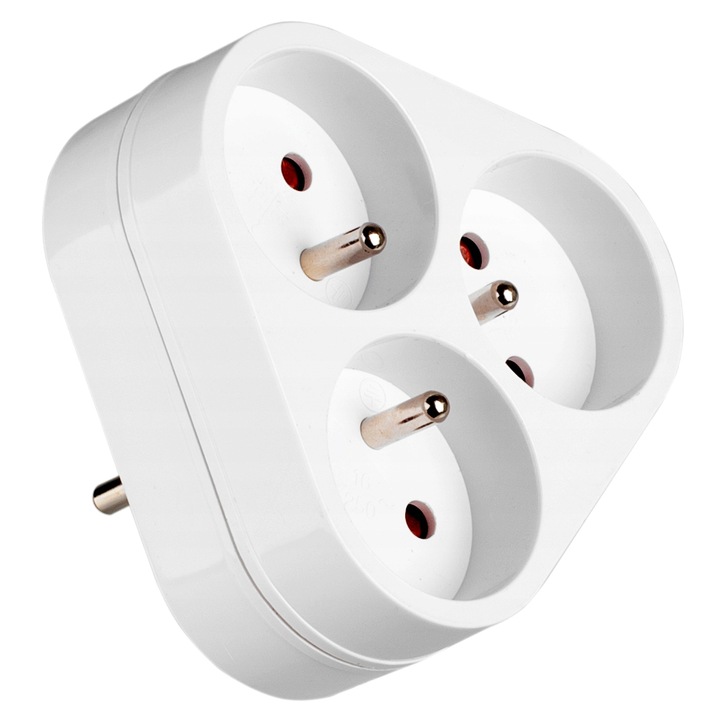 Адаптер за гнездо Vayox VA0133, 3 гнезда, Бял