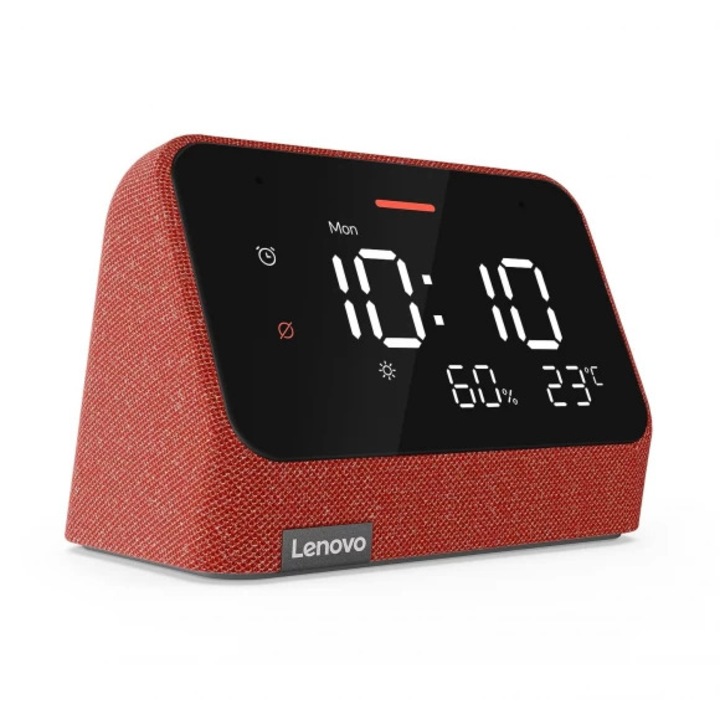 Ceas inteligent Lenovo Smart Clock Essential comenzi vocale Alexa Built-in Wi-Fi RED