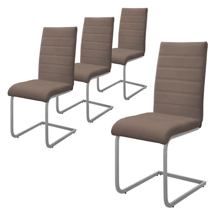 Set 4 scaune dining / living ML-Design, maro, imitatie de piele, 40 x 57 x 102 cm, design modern, asamblare simpla si rapida