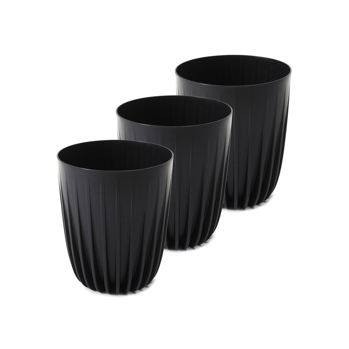 Set de Ghiveci 3x rotund Lamela Mira LA916-04 39x46.3cm Negru