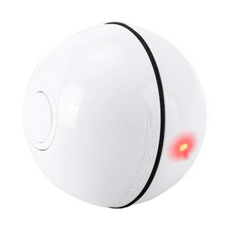 Interaktív labda macskáknak, Kosiil®, USB újratölthető akkumulátorral, LED lámpával, Fehér