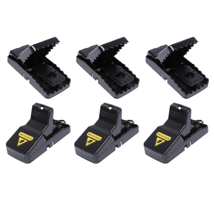 Capcane pentru soareci, Kosiil®, 6 buc, Reutilizabile, 11 x 5,5 x 5 cm, Negru