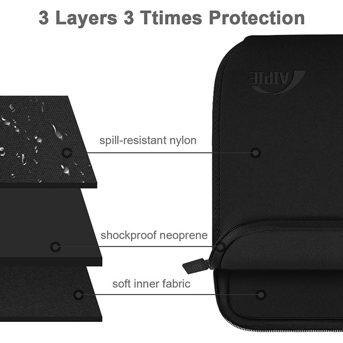 Husa Laptop Sleeve 13", Kosiil®, Compatibila cu MacBook Pro, Rezistenta la Stropire/Burete moale impotriva socurilor, 32 x 22.5 x 2,5 cm, Negru
