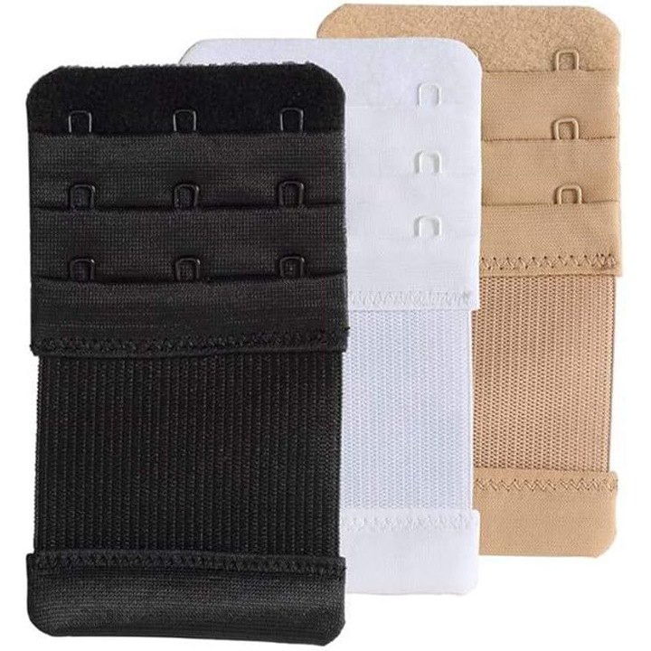 Set 3 extensoare pentru sutien pentru femei, Nylon/Inox, Multicolor