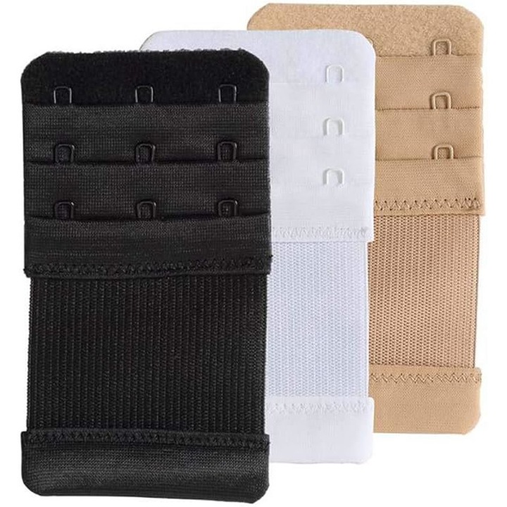 3 db női melltartó hosszabbító készlet, Nylon/Rozsdamentes acél, Többszínű