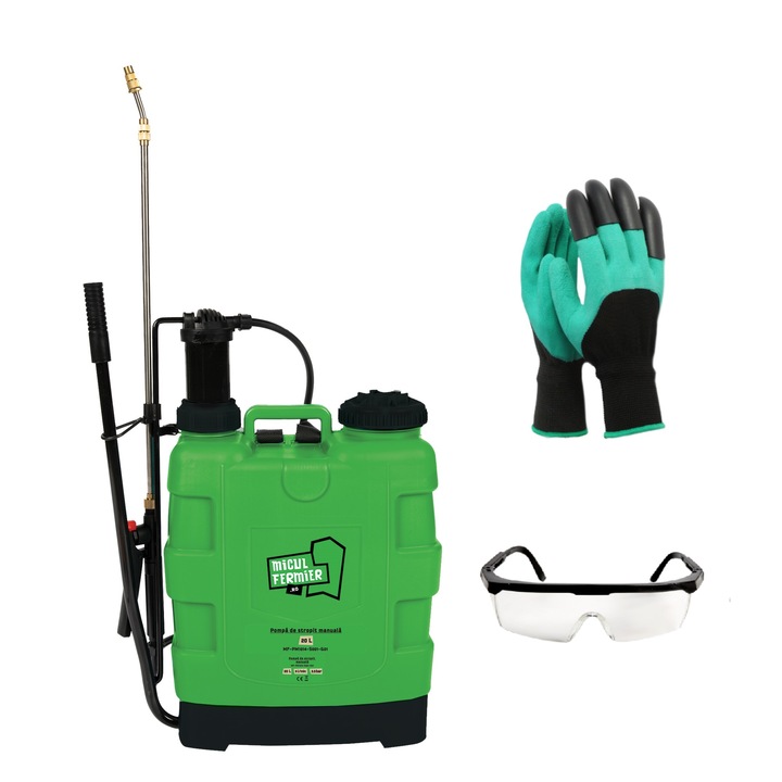 Pompa de stropit manuala, capacitate 20L, greutate 2.7Kg, presiune 3.5bar, 4 Accesorii, Verde