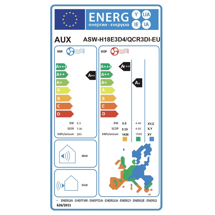 Aparat de aer conditionat AUX Qseries ASW-H18E3G4/QCR2DI-D0 INVERTER 18000BTU R32 A++ WIFI IFeel Temp externa functionare -20+50 Autocuratare