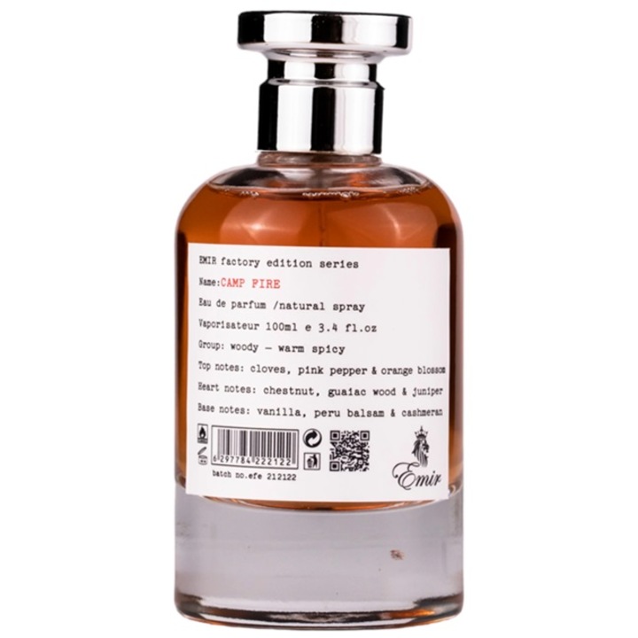 Apa de parfum Emir Camp Fire Factory, Unisex, 100ml