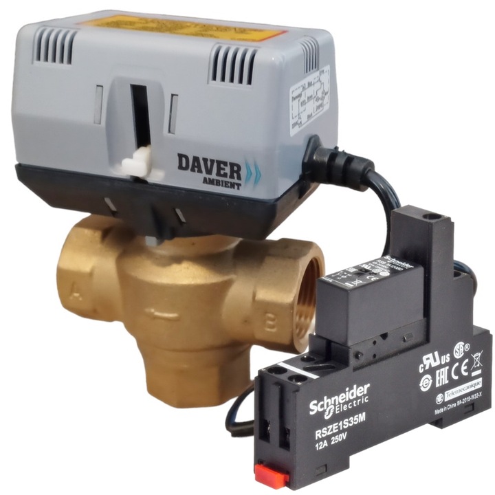 Kapcsoló mágnesszelep, 3 1"-os pályával és relével 220V/50Hz, Daver