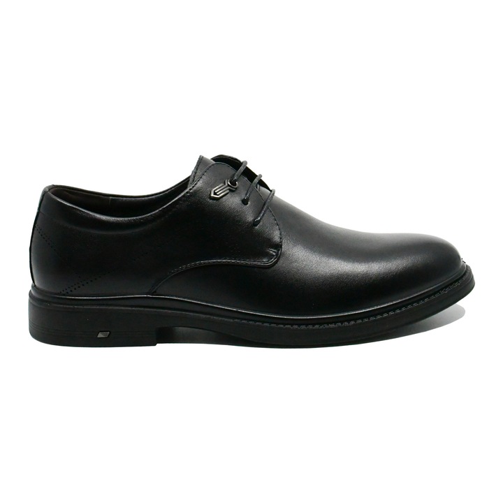 Pantofi barbati Mels stil derby, negri, din piele naturala FNX8673, 41 EU