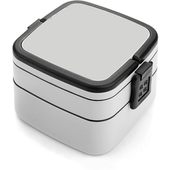 Cutie alimentara cu capac sistem clip, 3 compartimente, patrat, gri