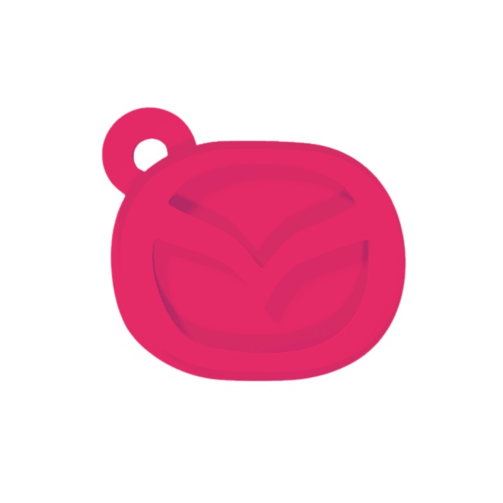 Breloc chei, "MAZDA", 36X 41 mm roz zmeuriu