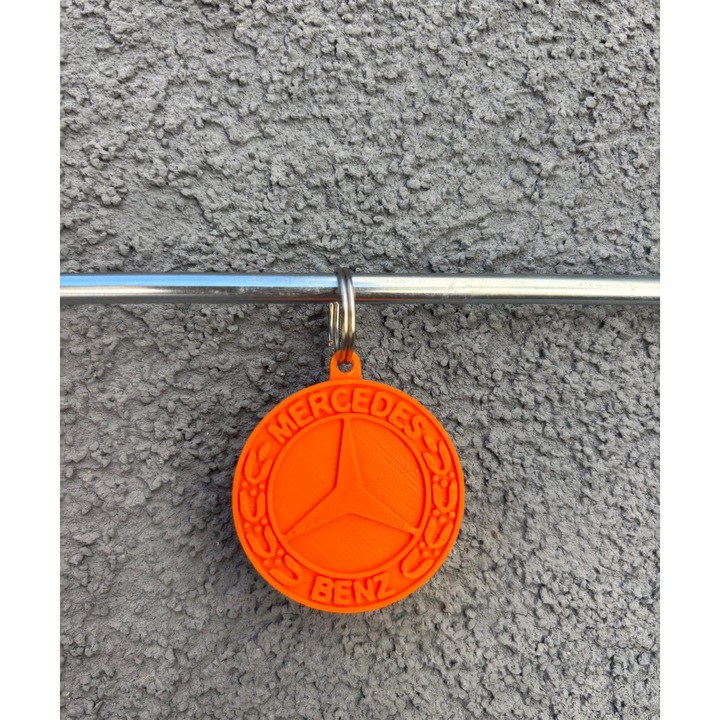 Breloc chei, "MERCEDES", 42X 37 mm portocaliu