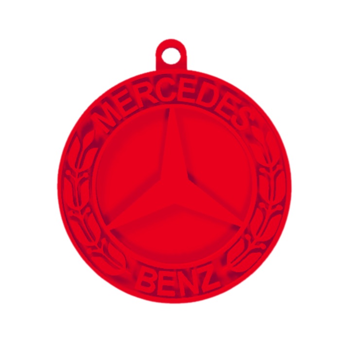 Breloc chei, "MERCEDES", 42X 37 mm rosu