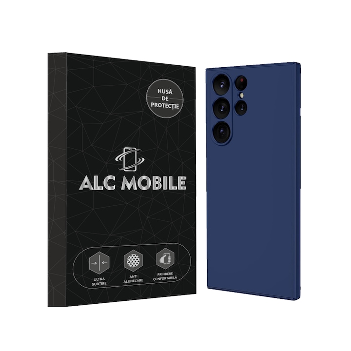 Калъф Soft Touch, тънък, ALC Mobile, противоударен, съвместим с Samsung Galaxy S24 Ultra, тъмно син Tpu