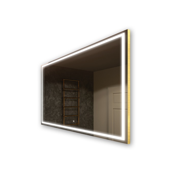 Oglinda decorativa cu iluminare LED Artforma, 50x70 cm, Alb rece 7000K, set montaj inclus