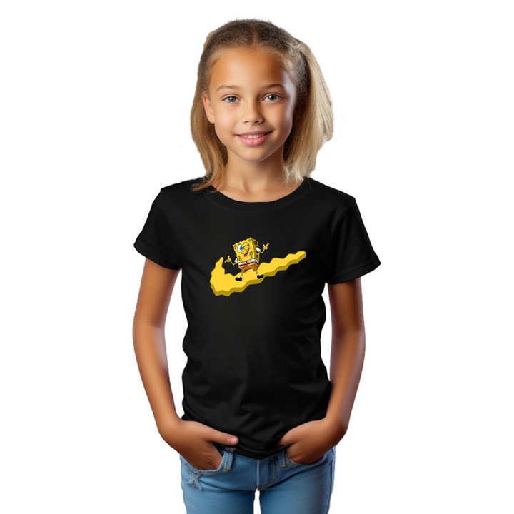 Vicces Spongyabob gyerek póló, Fekete