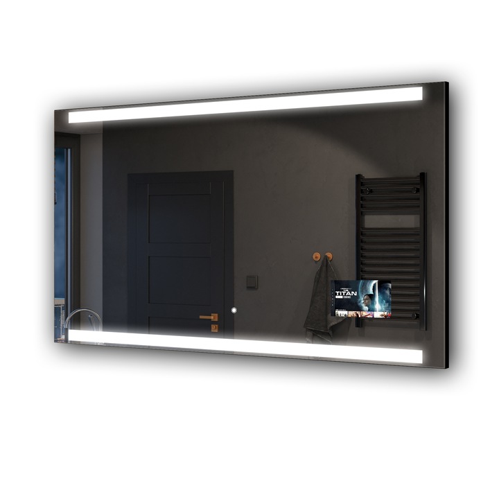 Oglinda decorativa cu iluminare LED, Artforma, 130x60 cm, Alb rece, 7000K, set cu accesorii de montaj