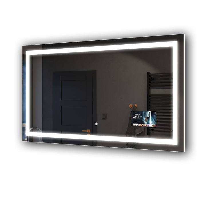 Oglinda decorativa cu iluminare LED, Artforma, 200x60 cm, Alb rece, 7000K, set cu accesorii de montaj