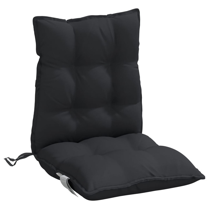 Комплект възглавници за стол ниска облегалка vidaXL, 6 бр, Черни, Оксфорд плат