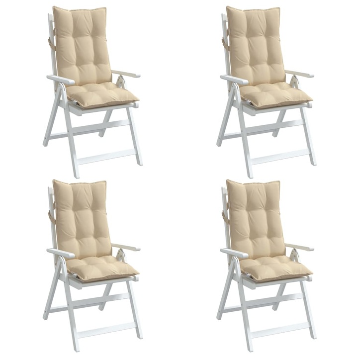 Perne de scaun cu spatar inalt vidaXL, 4 buc, bej, tesatura Oxford, 6.55 Kg