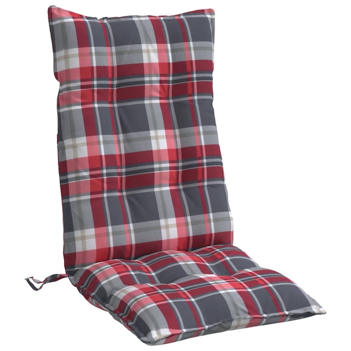 Комплект възглавници за стол с облегалка vidaXL, 6 бр, Червено каре, Оксфорд плат