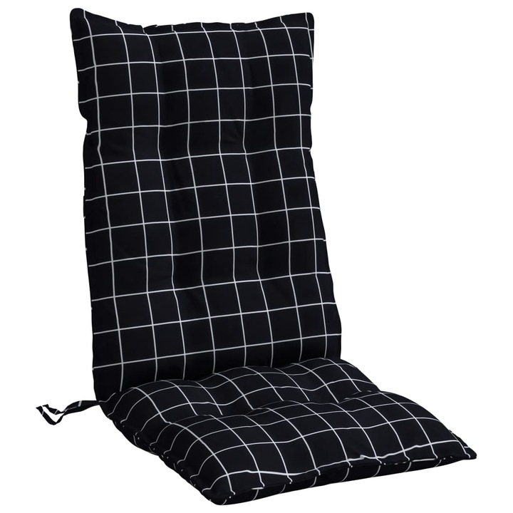 Perne scaun cu spatar inalt vidaXL, 6 buc., negru carouri textil oxford, 9.8 Kg